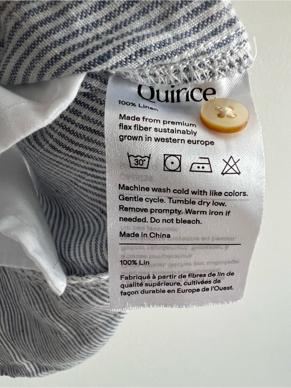 Quince 100% European Linen Sleeveless Swing Dress in blue pinstripe - Picture 5 of 5